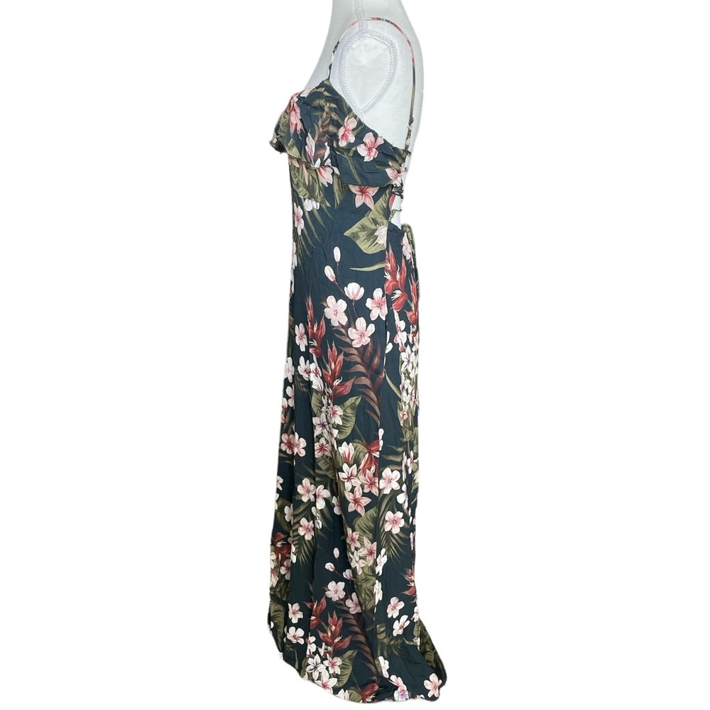 Chaser Tropical Print Strappy Tie-Back Maxi Dress M - Picture 5 of 10